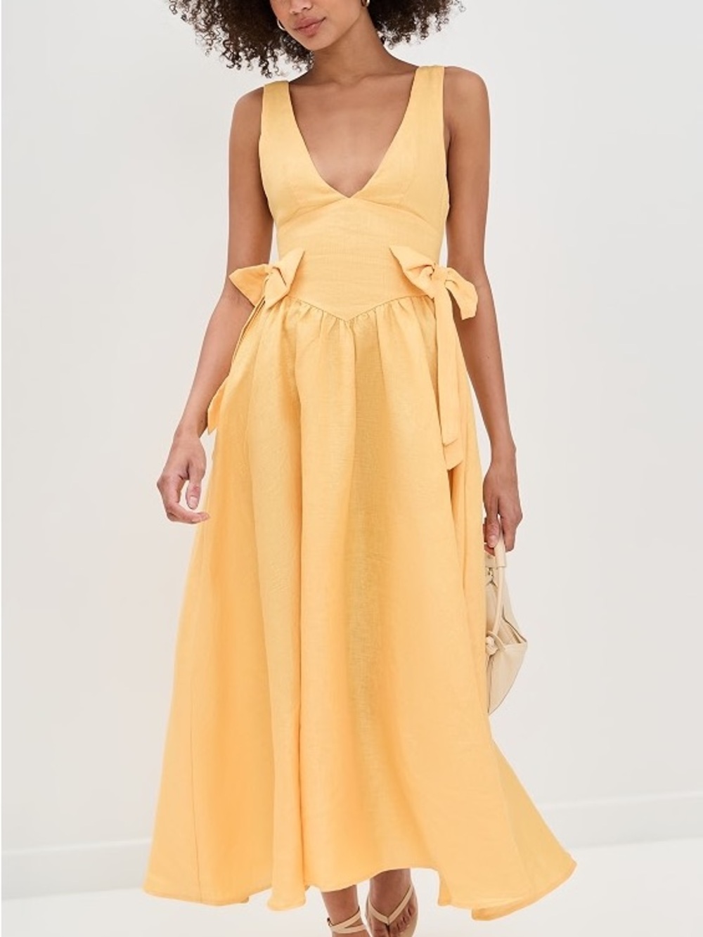 Anthropologie Sleeveless V-Neck Maxi Dress in Soft Yellow